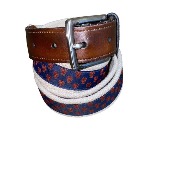KKG Woven Ribbon Overlay Lobster Print Synthetic Leather size 44/110 red/blue - Picture 1 of 8